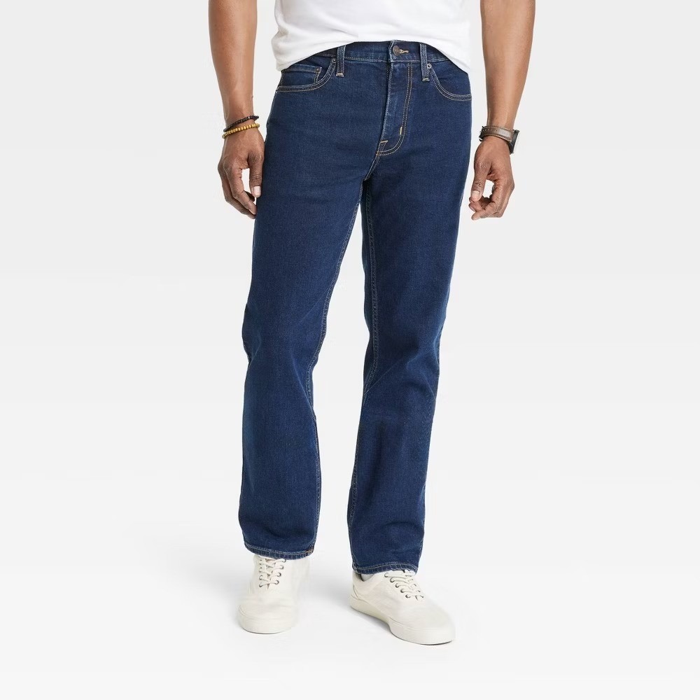 Men's Straight Fit Jeans by Goodfellow & Co Dark Blue 38x32 New With Tags